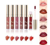 Set di 6 lucidalabbra opache, vellutate, lisce, naturali, impermeabili, resistenti, antiaderente, crema idratante, trucco durevole, rossetto liquido, cosmetici (#01)