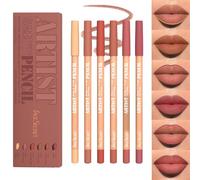 Set di 6 matite per labbra opache, consistenza cremosa e liscia, impermeabile e altamente pigmentato, trucco naturale delle labbra, morbidezza a lunga durata Set di matite per labbra ultra sottili (#D