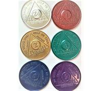 Set di 6 medaglioni, patatine, gettoni - Medaglione 24 ore 1mo 2mo 3mo 6mo 9mo Commemorativo by Sober Medallions