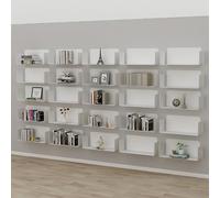 Set di 6 mensole sospese in metallo, espositori a parete adatti per esporre pezzi decorativi, oggetti da collezione, oggetti d'antiquariato e libri. Ideale per uffici, gallerie d'arte e st White 40cm