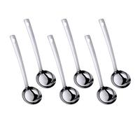 Set di 6 mestoli da zuppa argentati, in acciaio inox placcato in titanio, ergonomici, con manico lungo, set di utensili da cucina per Hotpot (30 cm)