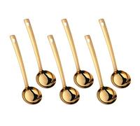 Set di 6 mestoli da zuppa dorati, in acciaio inox placcato in titanio, ergonomici, con manico lungo, set di utensili da cucina per Hotpot (30 cm)