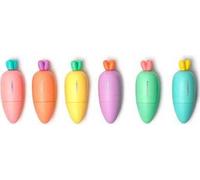 Legami HC0001 Set di 6 Mini Evidenziatori, Carrate Team, Evidenziatori a Forma di Carota, Inchiostri a Base d'Acqua, per Tratti Fini e Spessi, Colori Pastello, Asciugatura Rapida