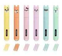 Legami - Teddy's Style, Set di 6 Mini Evidenziatori, 1x7,5 cm, Giallo, Pesca, Rosa, Lilla, Azzurro chiaro, Verde chiaro, per Sottolineare ed Evidenziare con Precisione