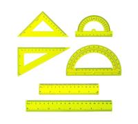 Set di 6 misurazioni matematiche con goniometri da 15,5 cm e 10 cm, 45 triangoli da 60 gradi e 6 righelli da 12 pollici (giallo)