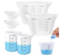 Set di 6 misurini in silicone, 500 ml/250 ml/100 ml/10 ml, riutilizzabili con scala, per fai da te, bricolage, laboratorio, cucina