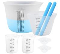 Set di 6 misurini in silicone per resina epossidica, 1000 ml/500 ml/100 ml/15 ml, con 2 bacchette in silicone per resina epossidica, fai da te, laboratori