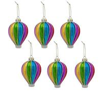 Set di 6 Mongolfiere Colorate in Vetro Soffiato - Decorazioni Natalizie da Appendere all'albero di natale multicolor da collezione eleganti