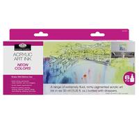 Set Di 6 Neon Colore Acrilico Artista Inchiostri Permanente 30ml Bottiglie Acqua