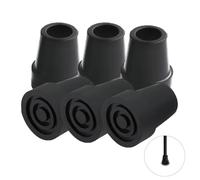 Set di 6 Nera Puntali in Gomma, Punta di Canna Kit Compatibili 19mm/0.74pollici Canna, Gommini Stampelle Accessorio Universali