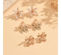 Set di 6 orecchini alla moda con fiori in smalto 3D dorati, accessori dolci per orecchie per ragazze, adatti per vacanze al mare, feste, uso quotidiano, anche ottimi come regalo per le migliori amiche