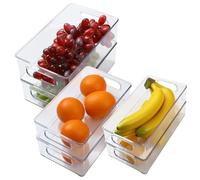Set di 6 Organizer per Frigorifero,Organizer da Cucina(3 Taglie),Contenitori Frigo Trasparente,Adatto a Cucina, Cassetto, Congelatore, Bagno, Dispensa (6)