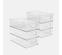 Set di 6 organizzatori per frigorifero, scatola di immagazzinaggio trasparente a pilable con manico, organizer per cucina, armadietti, frigorifero, dispensa