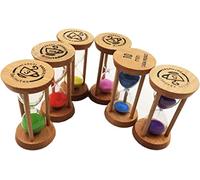 set di 6 orologi in legno per bambini, con clessidra, timer per uova, timer da cucina - rotondo