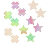 Set di 6 paia di copricapezzoli autoadesivi, stile glitter, a forma di stella o croce, impermeabili, invisibili e sottili, Traspiranti, adesivi sexy per il seno per donne e ragazze, Taglia Unica