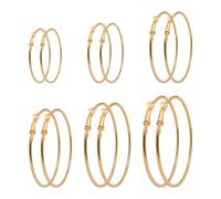 Set di 6 paia di orecchini a cerchio da donna, in acciaio inox, 2,5 cm, 3 cm, 4 cm, 5 cm, 6 cm, 7 cm, colore: oro, 2,5 cm/3 cm/4 cm/5 cm/6 cm/7 cm, Acciaio inossidabile