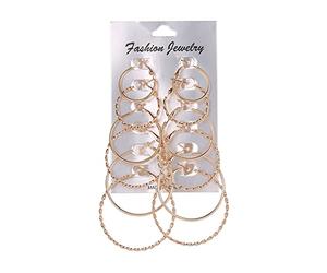 Set di 6 paia di orecchini a cerchio giganti da donna, sovradimensionati, sexy, lisci, con nome, Einheitsgröße, Lega di acciaio