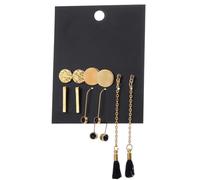 Set di 6 paia di orecchini a perno a goccia in lega con nappe di cristallo, da donna, alla moda, misti, alla moda