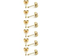 Set di 6 paia di orecchini a perno in acciaio chirurgico ipoallergenico da 20 g, con perle di zirconia cubica, per donne e uomini, 2mm 3mm 4mm 5mm 6mm 7mm, Metallo, Zirconia cubica Perla