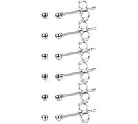 Set di 6 paia di orecchini a perno in acciaio chirurgico ipoallergenico da 20 g, con perle di zirconia cubica, per donne e uomini, 2mm 3mm 4mm 5mm 6mm 7mm, Metallo, Zirconia cubica