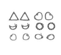 Set di 6 paia di orecchini alla moda, semplici, per compleanno, Natale, Capodanno, forma geometrica, unisex