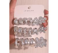 Set di 6 paia di orecchini argento Cool & Sophisticated, fiori 3D, gocce d'acqua, orecchini a cerchio intrecciato, set di orecchini versatile che snellisce il viso, regalo essenziale per amici e famig