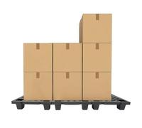 Set di 6 pallet in plastica, impilabili e collegabili, superficie antiscivolo, portata 100 kg, resistente all'umidità e agli agenti chimici, pallet leggeri per magazzini, logistici e industriali (nero