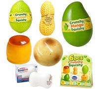 Set di 6 palline da squishy croccanti, realistiche che cambiano colore, mango, limone, arachidi, patate, sapone, budino, a lenta crescita, palla sensoriale testurizzata camaleonte, per la gestione