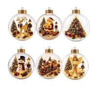 Set di 6 palline decorative per albero di Natale, illuminate e luminose | Acrilico Trasparente 8 cm Appeso Scena Sfere Accento Illuminato Decorazione Per Il Partito Incontro Invernale Mantel Camino