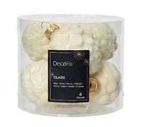 Kaemingk Decorazioni per albero di Natale, coni in vetro, 7 cm x 6 pezzi, palline di Natale, bianco lana avorio - bianco crema