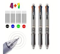 Set Di 6 Penna A Sfera Multicolore 5 In 1 Con 4 Ricariche Sostituibili Di 4 Colori E 1 Matita Automatica Con Gomma Da Cancellare In Cima (1 Penna + 4 Ricariche Per Penna + 1 Matita Per Penna) Di Cance