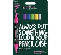 Faber-Castell 186009 - Set di pennarelli acrilici Multimark, 6 pennarelli acrilici con doppia punta, resistenti all'acqua e ad asciugatura rapida