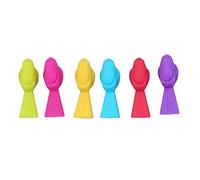 Set di 6 pennarelli per bicchieri da vino, in silicone, a forma di uccello, per riconoscere le tazze, segni, distintivi, accessori per feste, Gel di silice