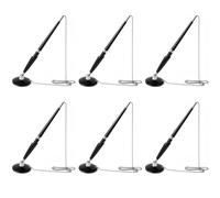 Set di 6 penne da scrivania con catena, punta in metallo da 0,7 mm, con base adesiva, ideale per hotel e uffici