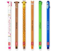 LEGAMI - Set di 6 penne gel cancellabili con inchiostro cancellabile termosensibile, gamma di colori dell'inchiostro e disegni a botte, punta da 0,7 mm, motivo: unicorno, orsacchiotto, giraffa, corgi,