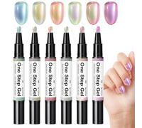 Set di 6 penne gel per la decorazione delle unghie, non si pulisce, a lunga | Penna per nail art per principianti e professionisti, adatta per viaggi, saloni di bellezza, studenti
