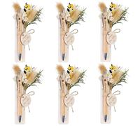 Set di 6 penne portafortuna, regalo di ringraziamento, un piccolo ringraziamento, 6 penne a sfera in legno, vero mazzo di fiori secchi, regalo per insegnante, collega, amico (regalo di ringraziamento)