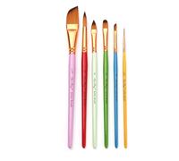 Set di 6 pennelli con punta rotonda piatta obliqua per Gouache Acquerello Olio Acrilico Miniature Pennelli Artificiali Set di Pennelli Per Schiuma