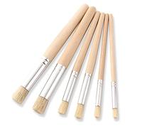 Set di 6 pennelli con setole di maiale, pennelli in legno per pittura ad acquerello, pittura ad olio, pittura acrilica, pittura murale, biglietti, artigianato artistico (3 misure)