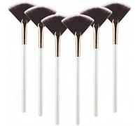 Set di 6 pennelli professionali a ventaglio per maschera facciale, setole sintetiche morbide, manico bianco con dettagli in oro rosa, applicatore per maschera per il viso, per argilla, fango, peeling