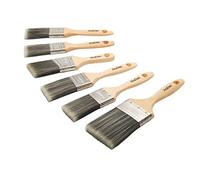 ProDec Trojan - Set di 6 pennelli sintetici per una finitura liscia con emulsione, vernici lucide e satinate su pareti, soffitti, legno e metallo, 2 pennelli da 1,5, 3 x 2 e 2,5 x 7,6 cm