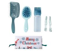 Set di 6 pettini natalizi per capelli, con bottiglia per shampoo, pettine per parrucchiere, pettine per acconciature a doppio lato per massaggio del cuoio capelluto