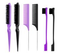 Set di 6 Pettini Spazzola Capelli Setole, Acconciatura Spazzola e Pettine a Coda Robusto, Doppio Bordo Pettine, Pettine per Stuzzicare Professionali per Parrucchiere, Donne, Uomini, Bambini