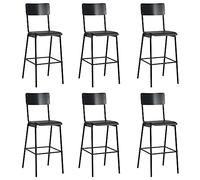Set di 6 pezzi Black Bar Stools, durevole Plywood & Steel Frame, Stackable Counter Height Chairs for Kitchen Dining Room