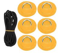 Set di 6 pezzi di cerotti in PVC con anello a D e corda elastica, kit di cavi elastici con anello a D in acciaio inox, cuscinetto resistente con anello a D e cavo elastico da 16,4 (Giallo)