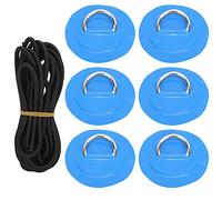 Set di 6 pezzi di cerotti in PVC con anello a D e corda elastica, kit di cavi elastici con anello a D in acciaio inox, cuscinetto resistente con anello a D e cavo elastico da 16,4 (Blu)