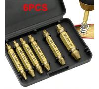 Set di 6 pezzi di estrattori di viti a doppia punta, utensile per la rimozione di viti strappate, set di 6 in 1 di punte estrattori di viti con cassetta degli attrezzi, estrattori di viti in acciaio a