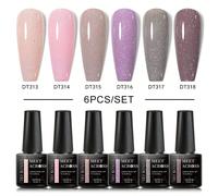Set Di 6 Smalti Per Unghie In Gel Colorati Con Kit Glitter Autunno, Gel Arte Per Unghie Uv Led Vernis Semi Permanente Base E Top Coat ABS