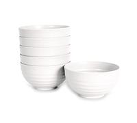 Set di 6 pezzi di stoviglie classiche in plastica dura riutilizzabile e infrangibile per feste ed eventi. Bianco (Ciotole 540 ml)