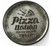 Set di 6 pezzi di teglie per pizza in porcellana nera, diametro 33 cm.